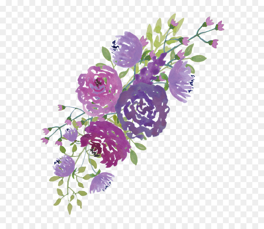 Purple Watercolor Flower clipart.