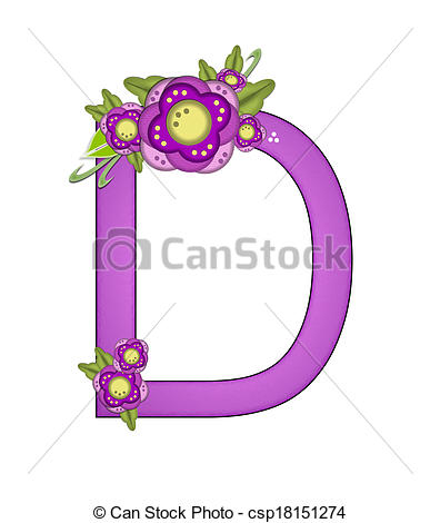 Stock Illustrations of Alphabet Purple Petunia D.