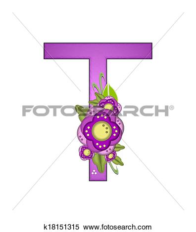 Stock Illustration of Alphabet Purple Petunia T k18151315.