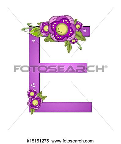 Stock Illustration of Alphabet Purple Petunia E k18151275.