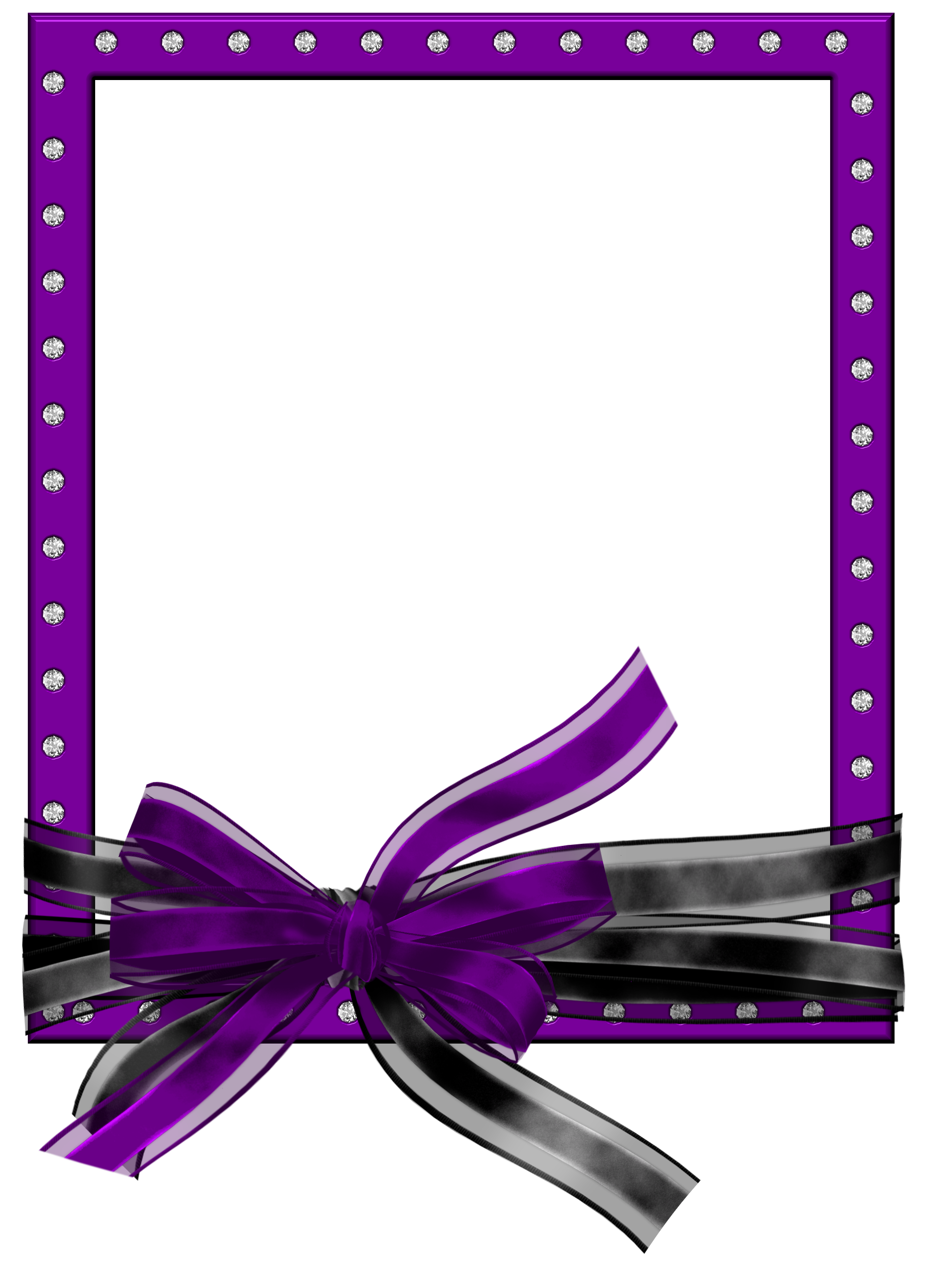 Purple PNG Photo Frame with Black and Purple Bow.