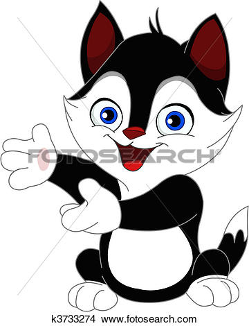 Clip Art of Cute white cat cartoon k13761426.