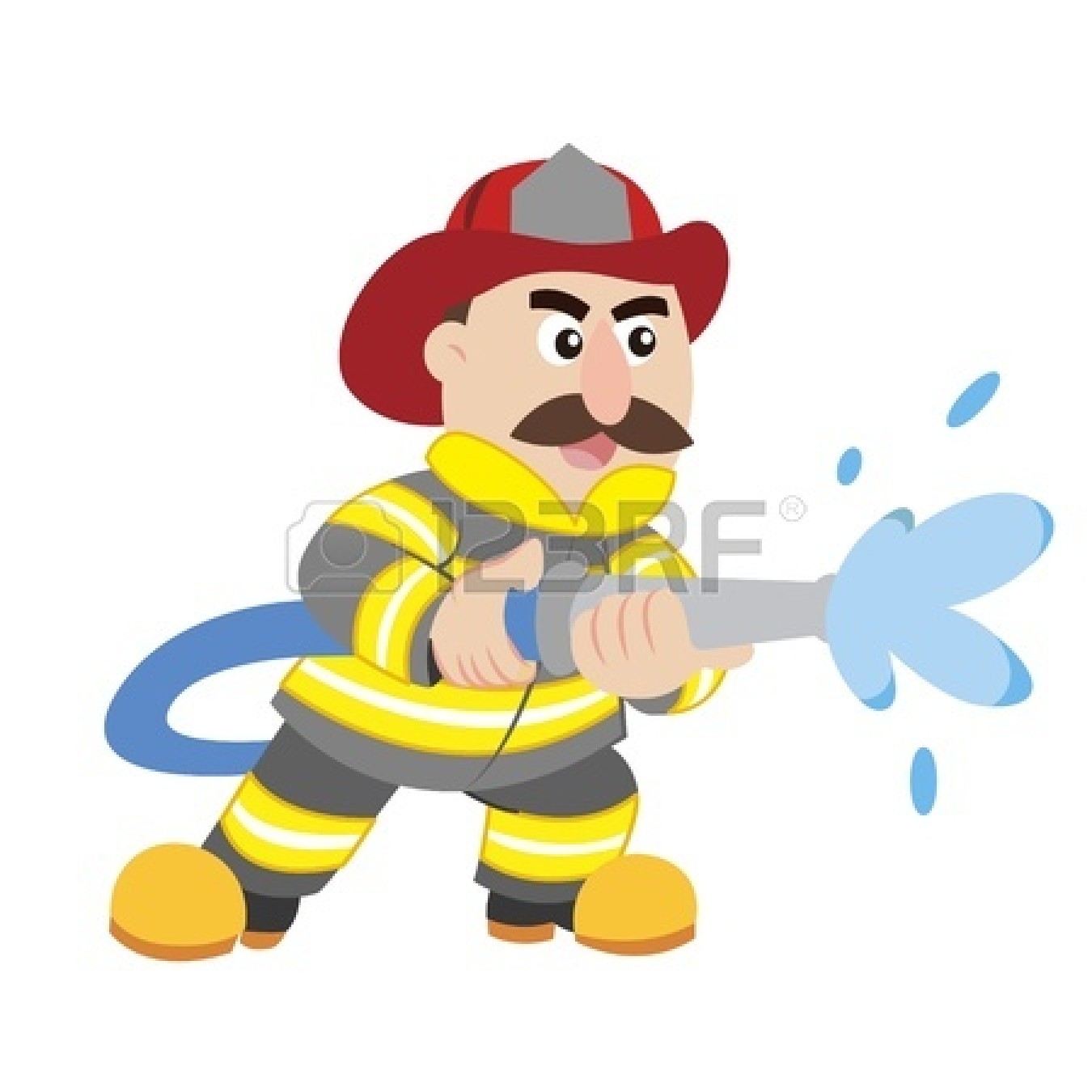 Fireman putting out fire clipart.