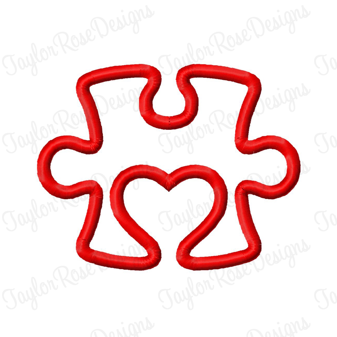 Puzzle Piece Heart Applique.