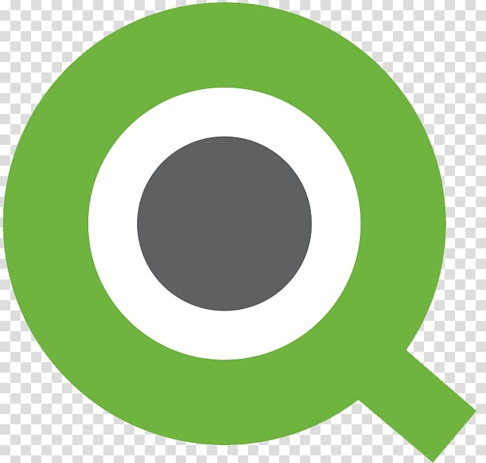 Round green and white logo, Qlik Business intelligence.