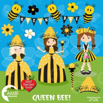 Queen Bumble Bee Clipart, Bee clipart, AMB.