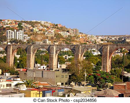 Stock Image of The Los Arcos (aqueduct) of Queretaro, Mexico.
