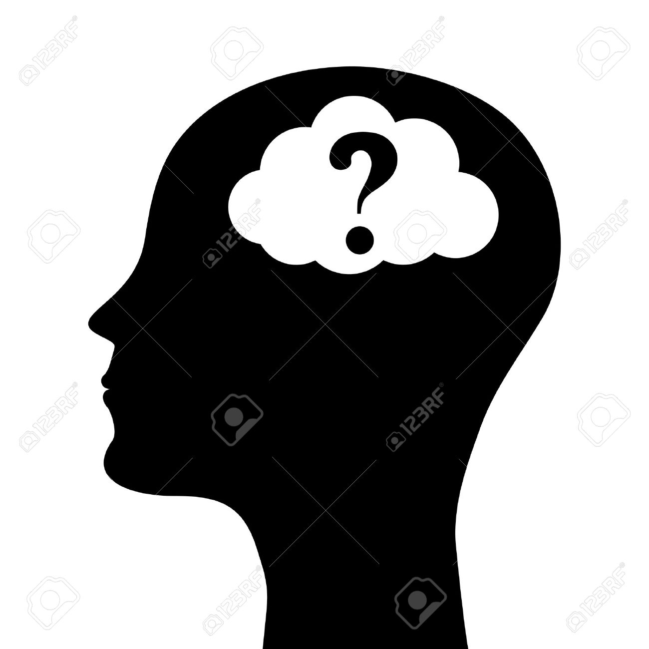 Human Head Silhouette With A Question Mark Vector Royalty Free.