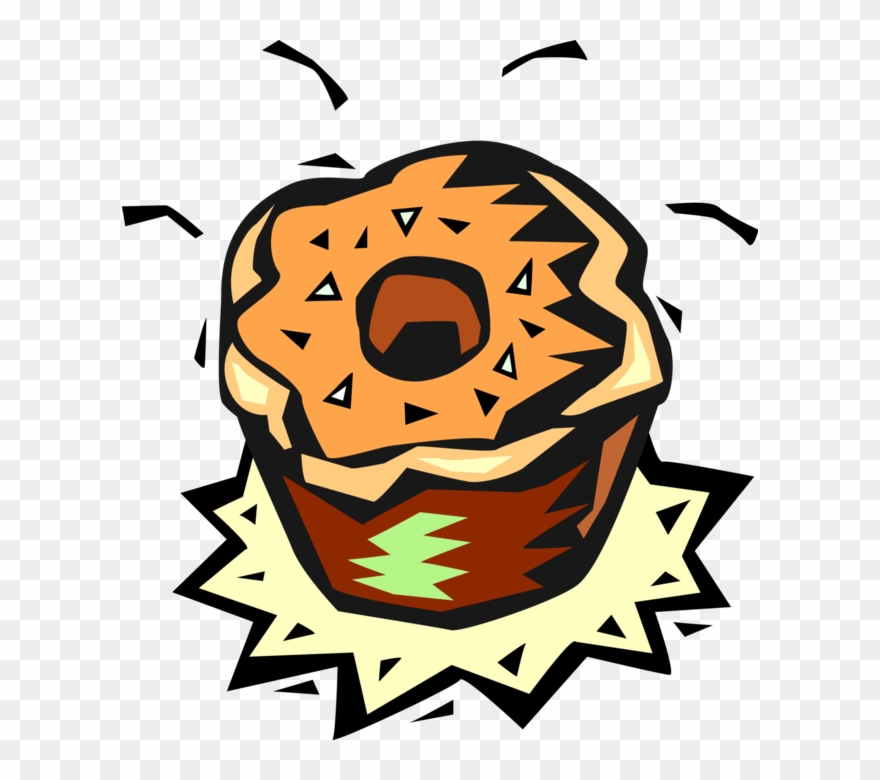 Vector Illustration Of Baked Quick Bread Muffin Eaten.