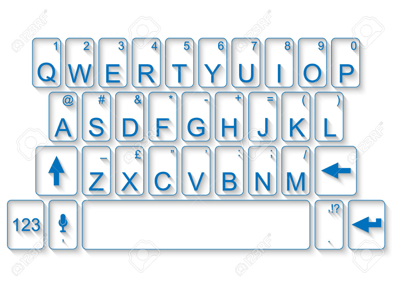 Clip Art of Blank QWERTY Keyboard.