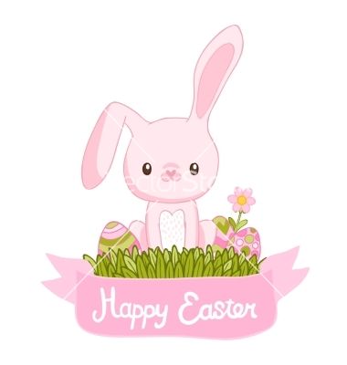 Happy easter cartoon cute bunny and eggs with vector by.