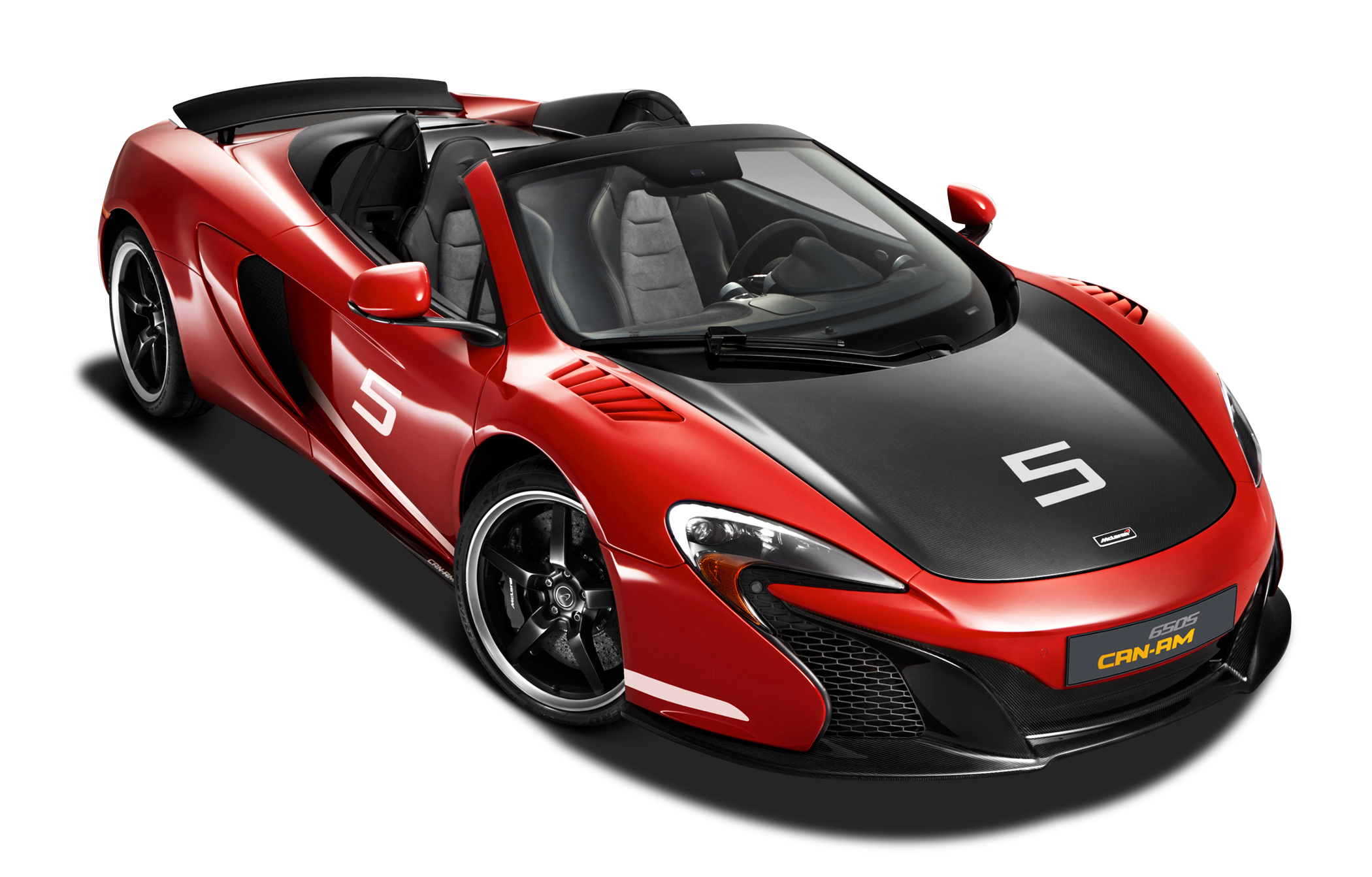 Red McLaren 650S Can Am Race Car PNG Image.