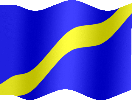 Animated Blue flag yellow stripe flag.