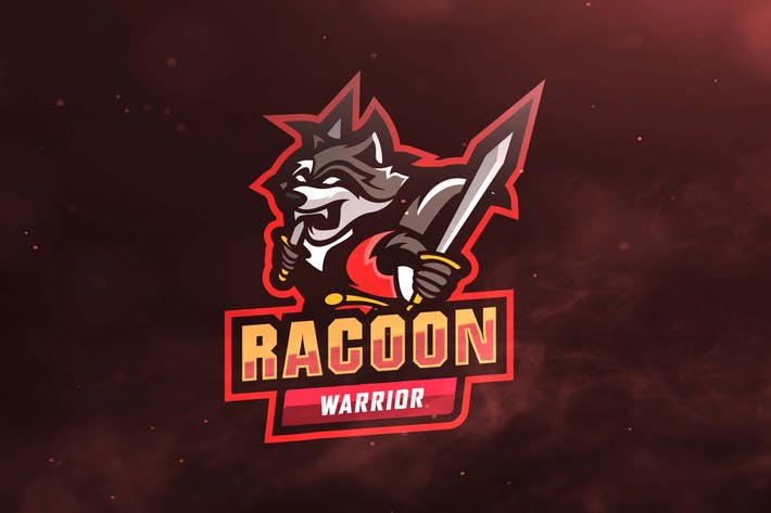 Racoon Warrior Sport and Esports Logo by ovozdigital on Envato Elements.