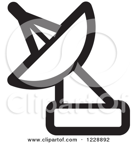 Clipart of a Black and White Satellite Dish Icon.