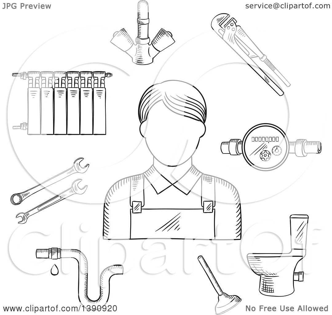 Clipart of a Sketched Gray Radiator of Heating System, Water.