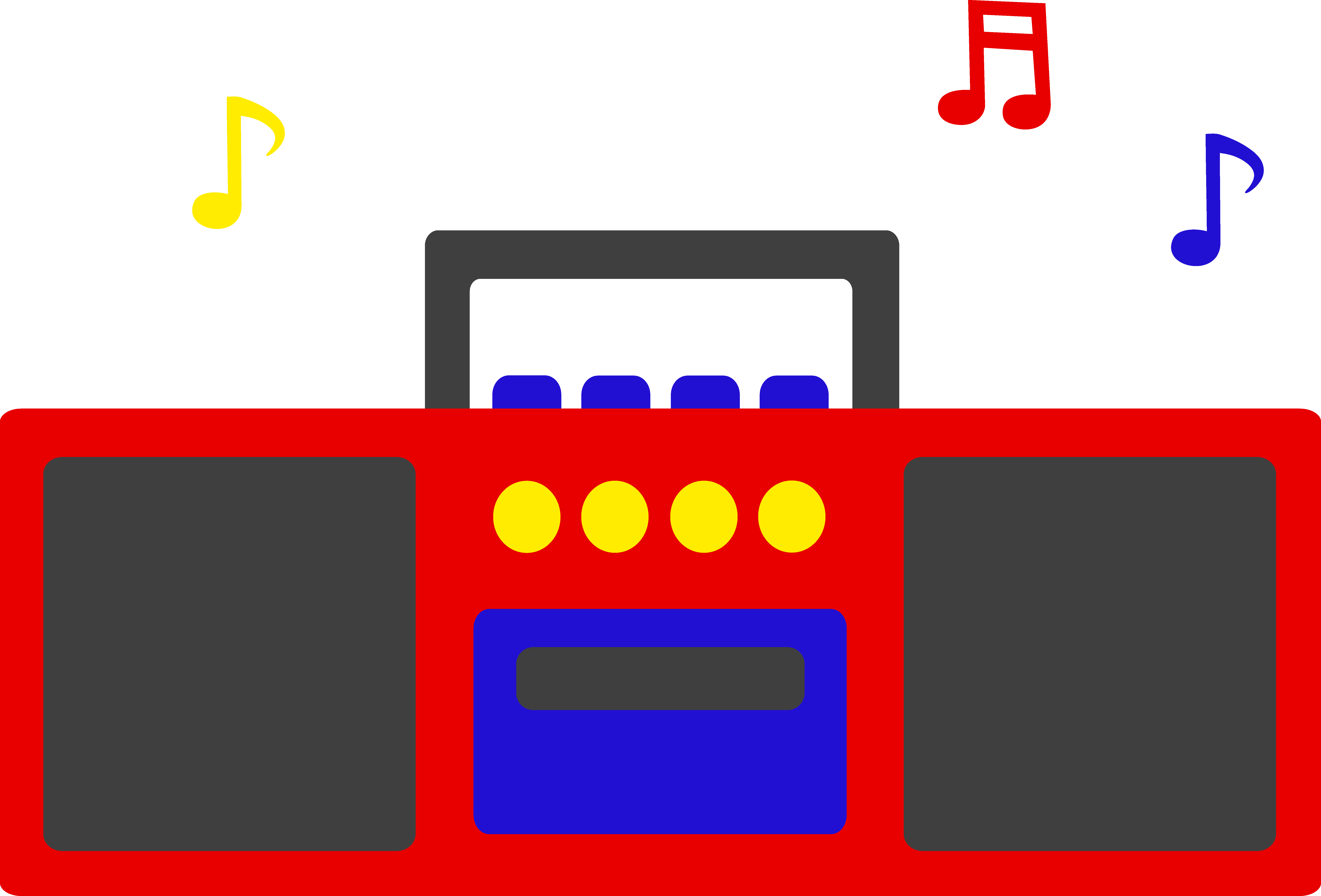 Simple radio with musical notes free clip art.