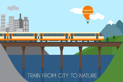 City Landscape Train Bridge Vector Stock Vector.