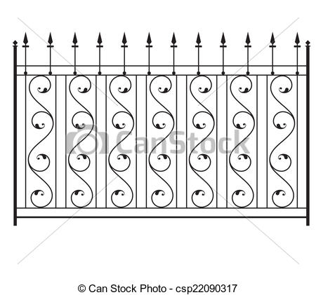 Vector Clip Art of Wrought Iron Gate, Door, Fence, Window, Grill.