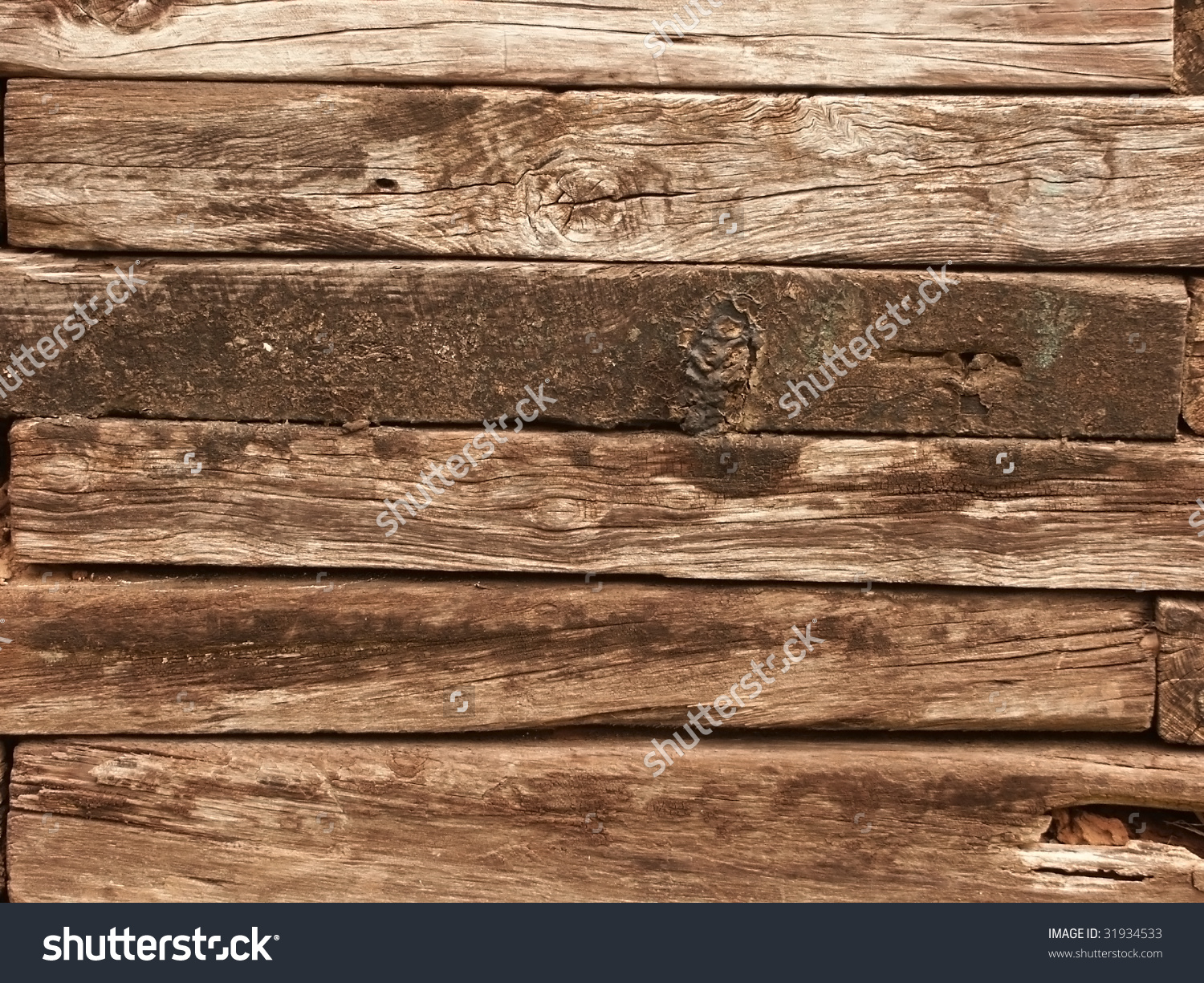 Railroad Ties Wall Stock Photo 31934533.