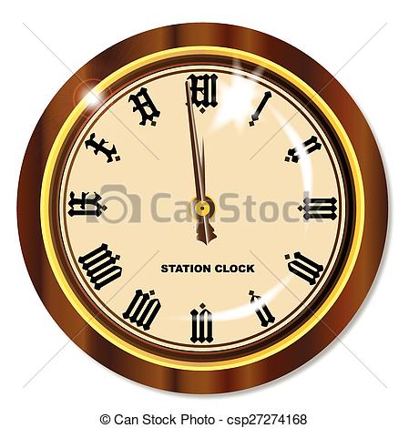 Clip Art Vector of Station Clock.