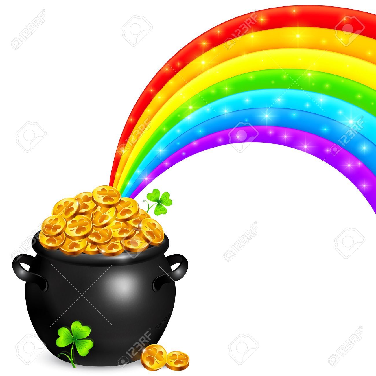 Rainbow with pot of gold clipart 2 » Clipart Portal.