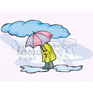 Walking on a rainy day clipart. Royalty.
