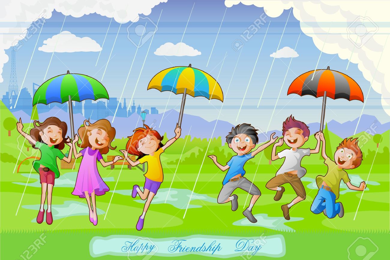 Дети танцуют с зонтиками