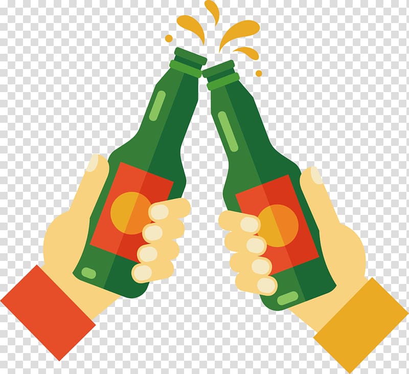 Beer Bottle Toast Icon, Raise the beer toast transparent.