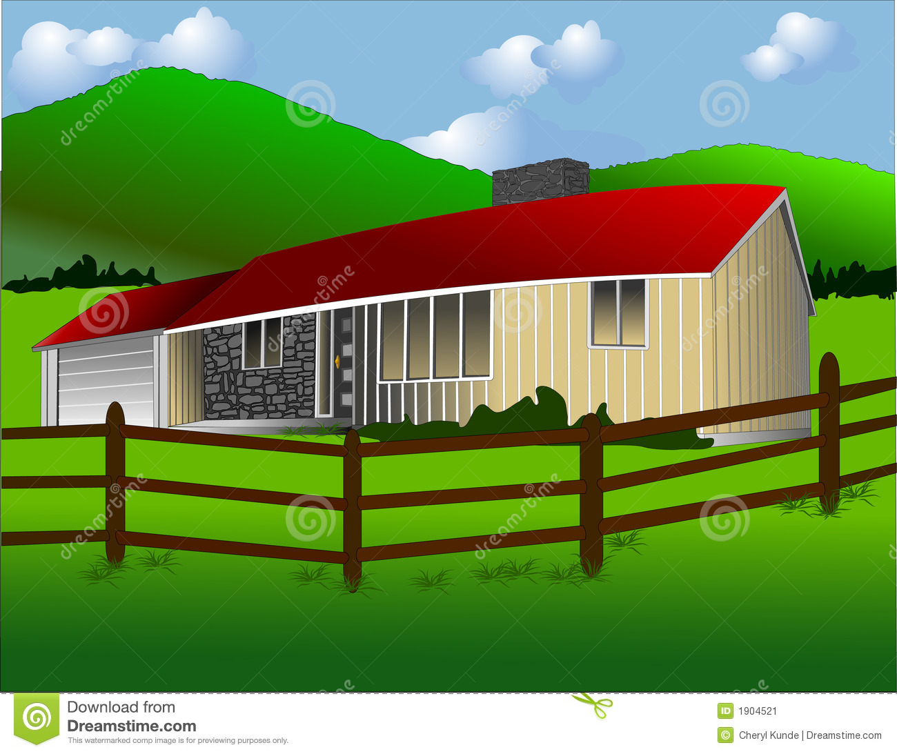 Ranch Style House Clipart.