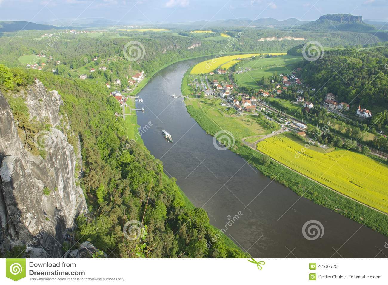 Panoramic View To Saxon Switzerland From Bastei, Rathen, Germany.