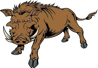 Razorback clipart with red eyes.