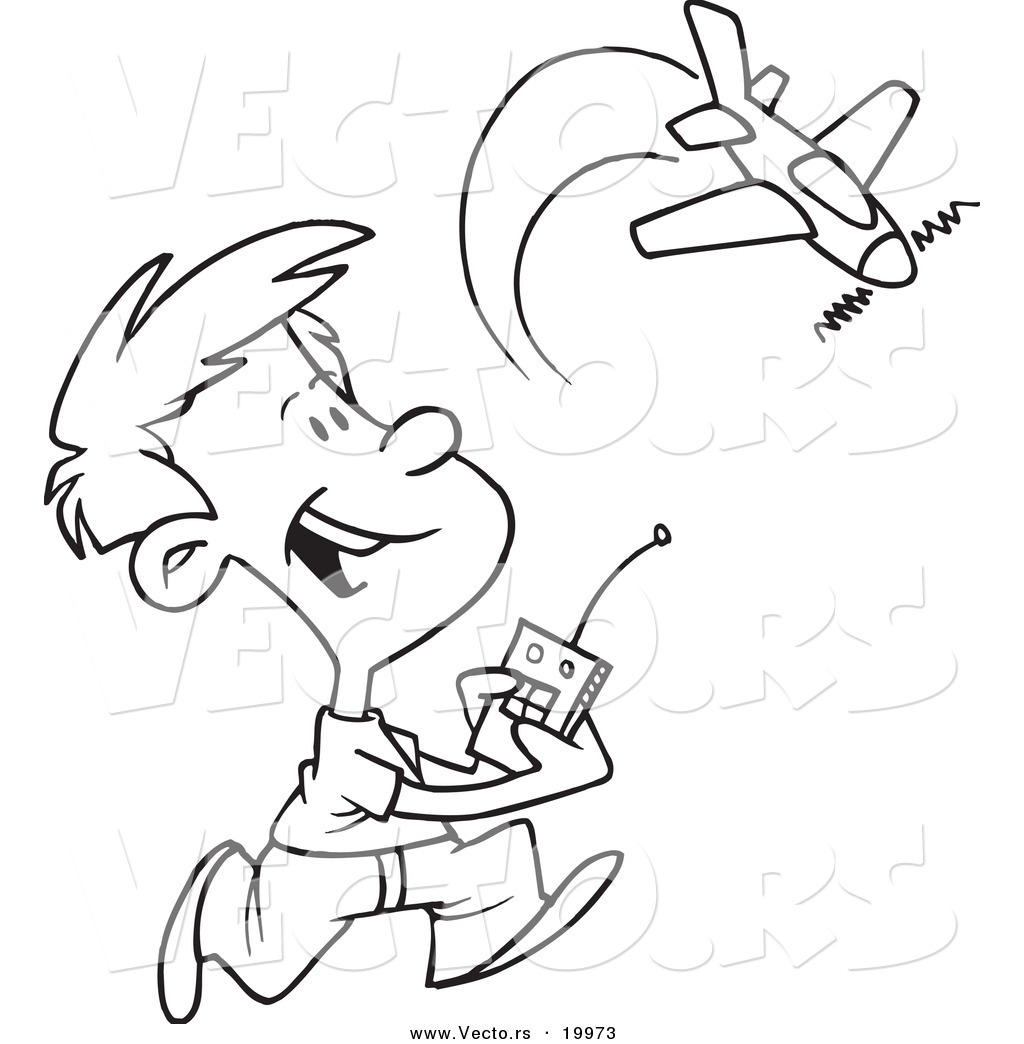 Vector of a Cartoon Boy Playing with a Remote Control.