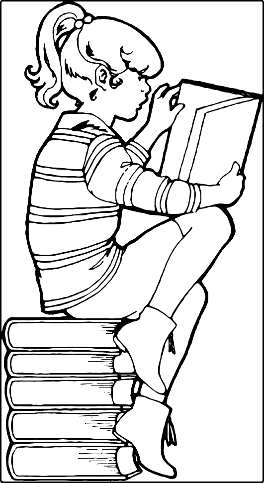 Read A Book Coloring Page.