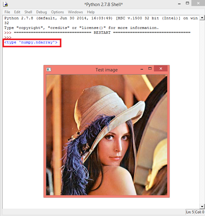 Python OpenCV: Reading and displaying an image.