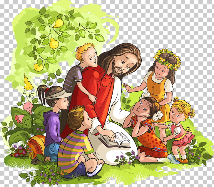 Bible Child Illustration, Jesus read the Bible and Children.