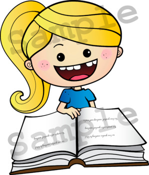 READING & WRITING Clipart bundle. B/W and Color images. {Lilly Silly Billy}.