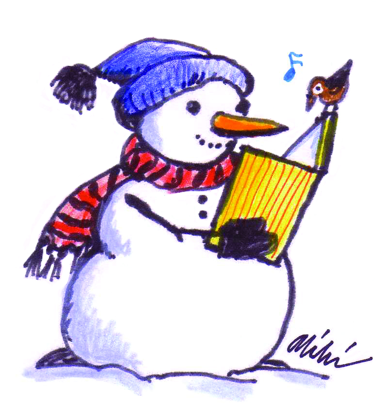 Snowman Reading A Book Clipart.