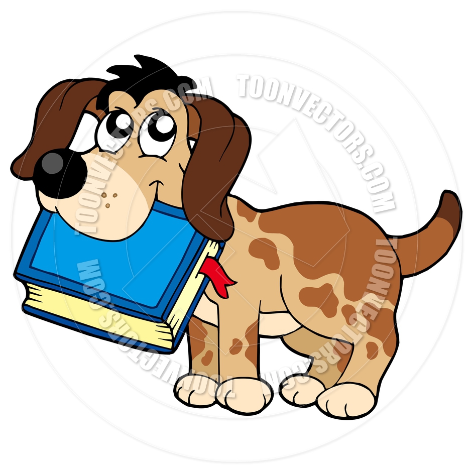 Cartoon Dog Holding Book by clairev.