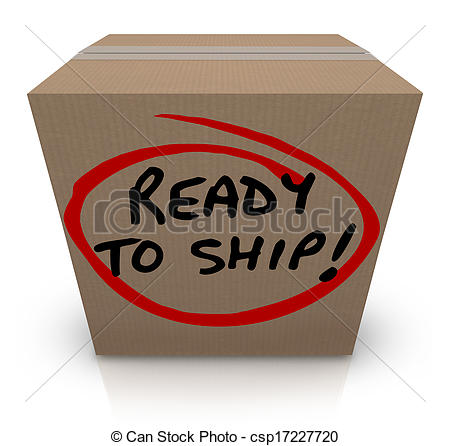 Clip Art of Ready to Ship Cardboard Box Mailing Package Order In.