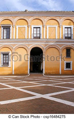 Picture of Courtyard at the Real Alcazar Moorish Palace in Seville.