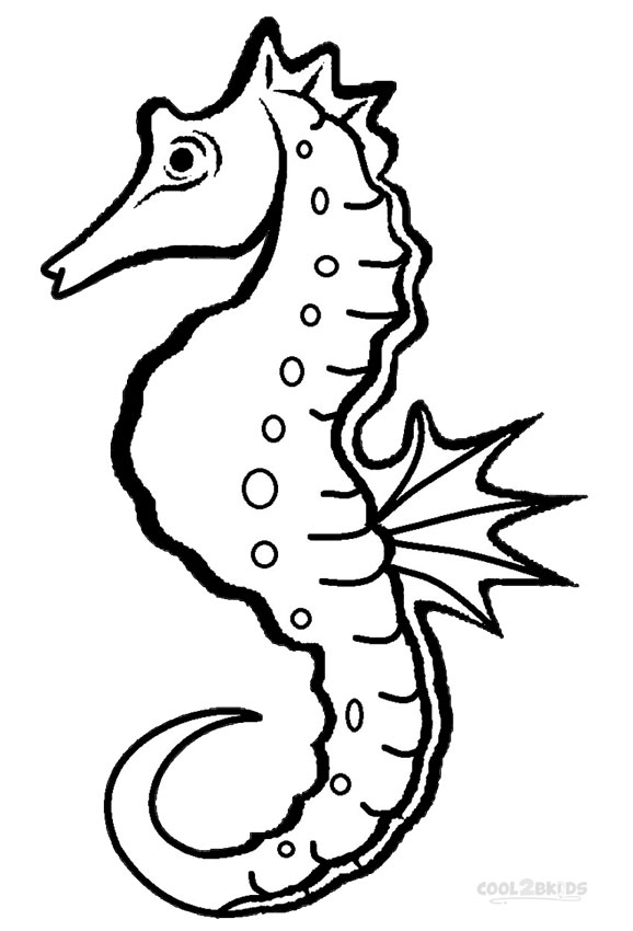 Printable Seahorse Coloring Pages For Kids.