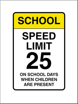 Clip Art: Signs: School Speed Limit Color.