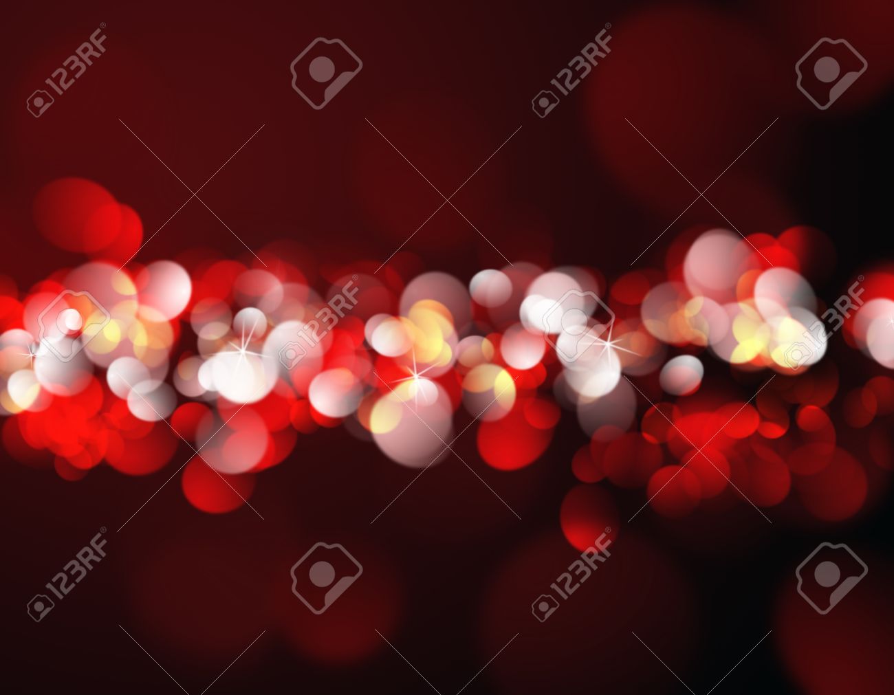 Christmas Background With Red And Gold Bokeh Lights Stock Photo.