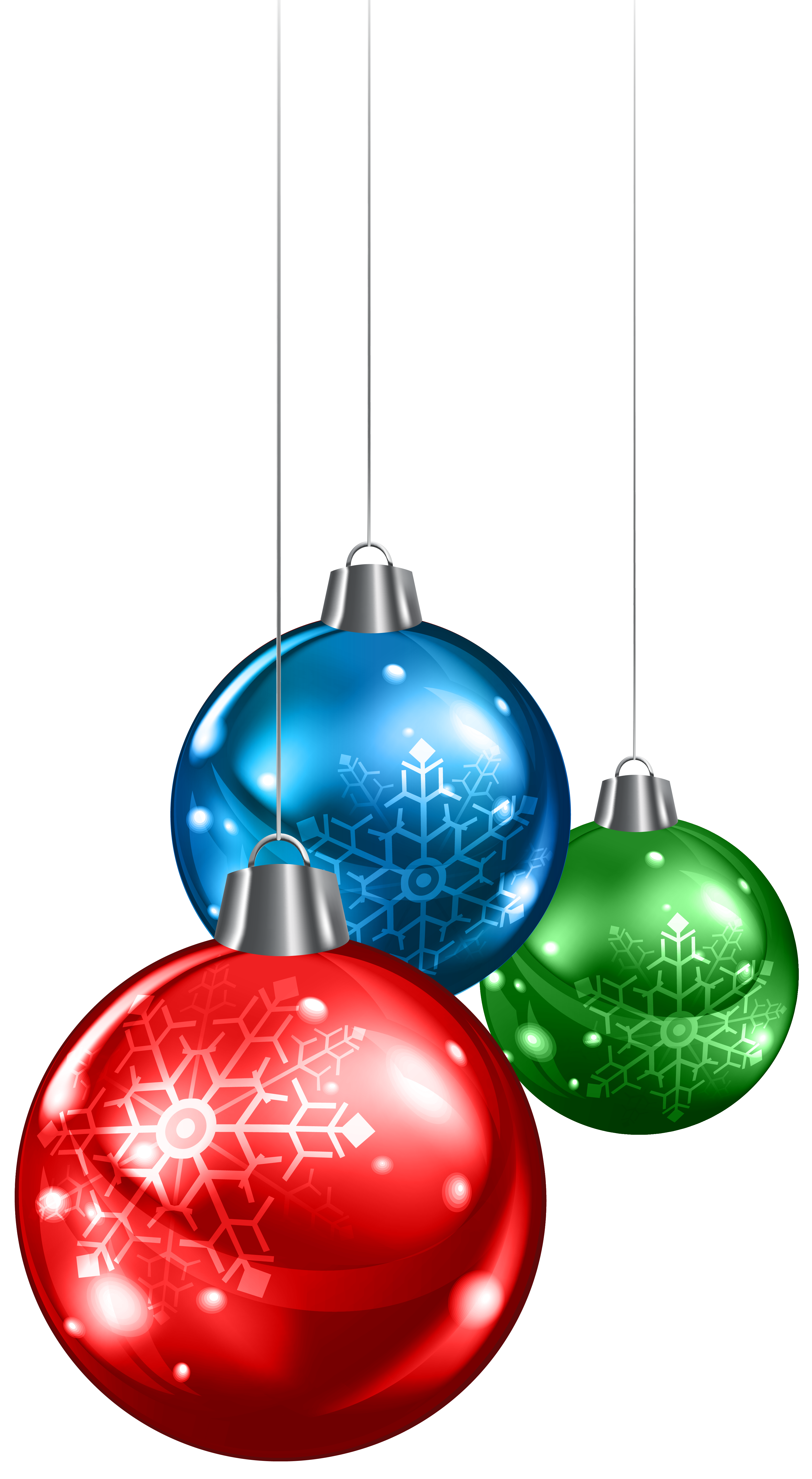 Red Green and Blue Christmas Balls PNG Clipart Image.