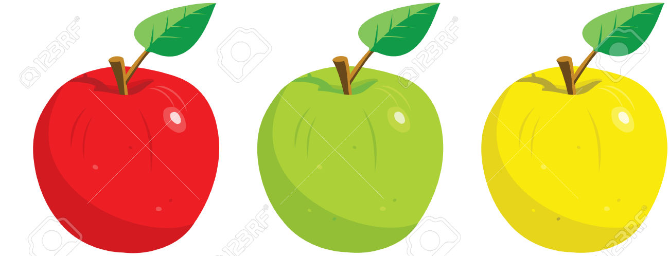 Apple red yellow and green clipart.