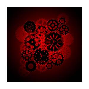 Time Clock Gears Clipart On Red Background.