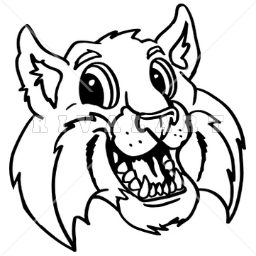 Mascot Clipart Image of Smiling Bobcat Head.
