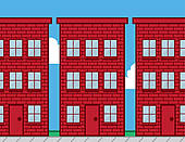 Clipart of Building Windows Red Brick k14946583.