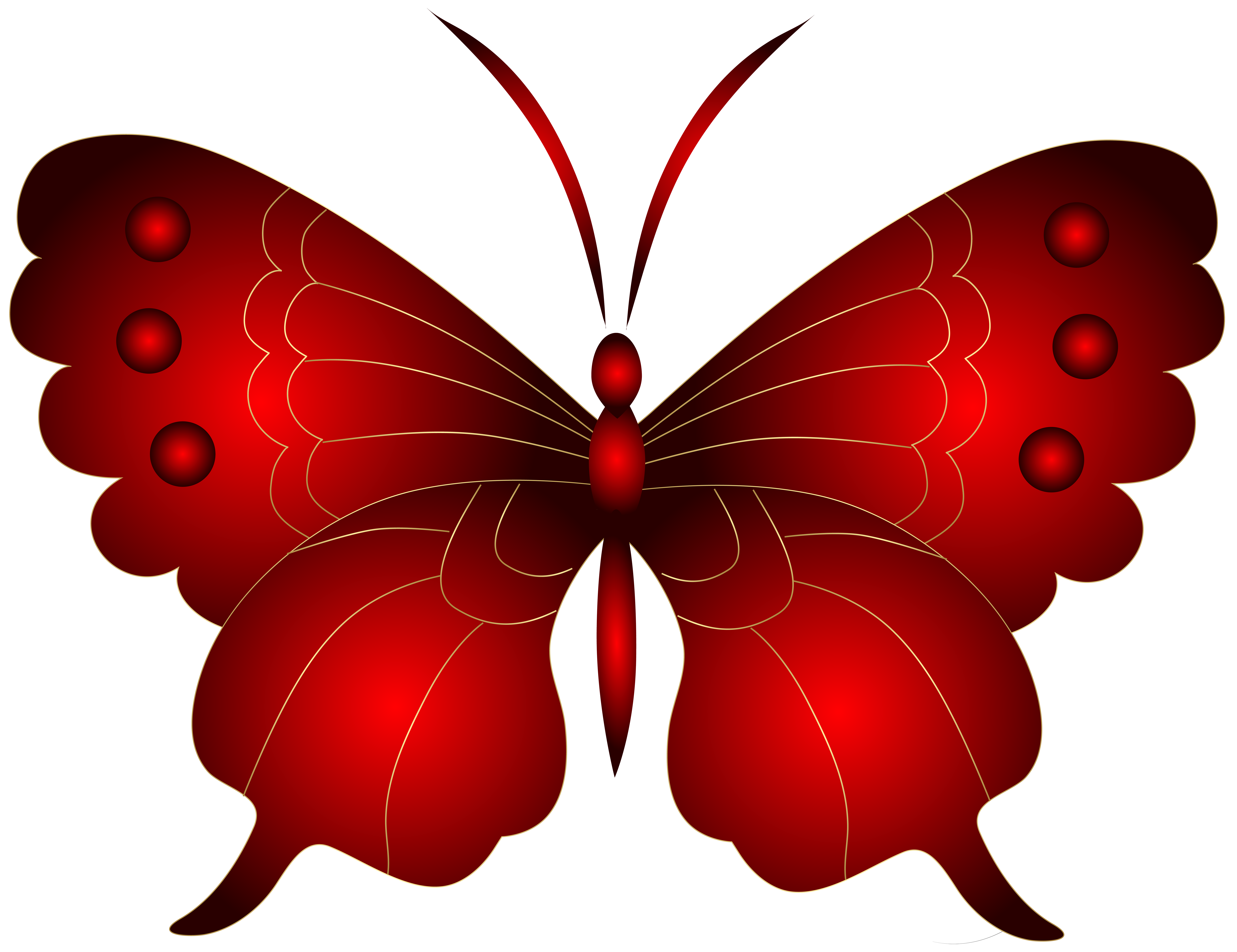 Decorative Red Butterfly PNG Clip Art Image.